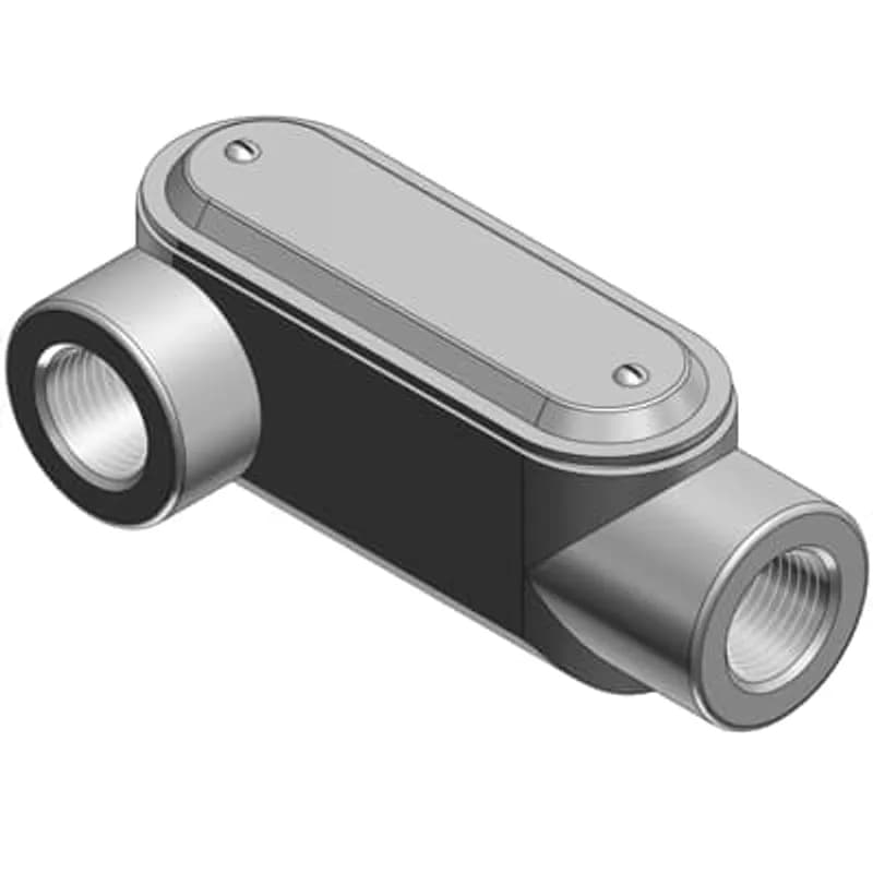 ABB - Installation Products LR27CG-TB - 3/4 Inch Form 7 (LR) Pre-Assembled Conduit Body, Cover and Gasket, Body Material Gray Iron/Zinc Plating and Baked On Epoxy Powder Coat with BlueKote Internal Coating, Cover Material and Finish Stamped Steel/Zinc Plating
