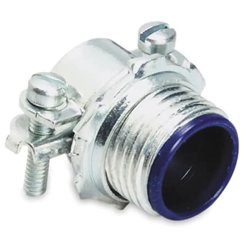 ABB - Installation Products 3302M-SL - Sheathed Cable Fitting, Straight, Knockout Size 1/2 Inch, Nylon Insulated, Two Screw Connector with Slotted Screw, Steel with Zinc Plating