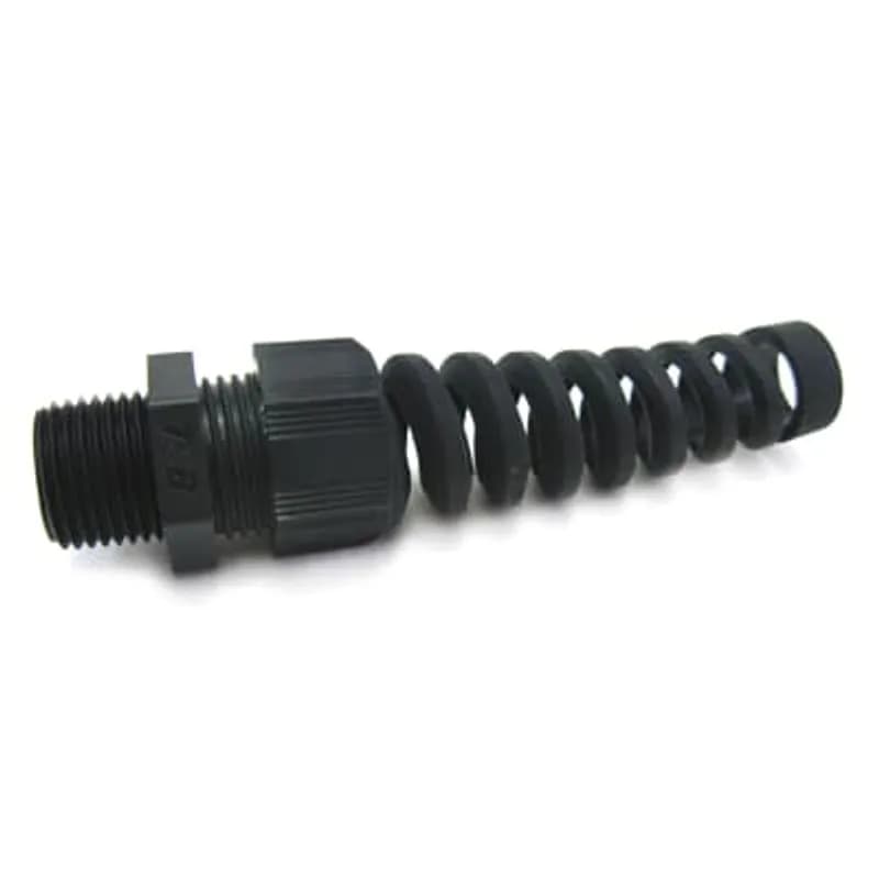 ABB - Installation Products SP-NPT34-B - Spiral Cable/Cord Fitting with Intergral Strain-Relief, Trade Size 3/4 Inch, Cable Range 0.512 to 0.709 Inch, IP68 Rating, Polyamide 6 Body and Cap, Neoprene Sealing Ring, Black