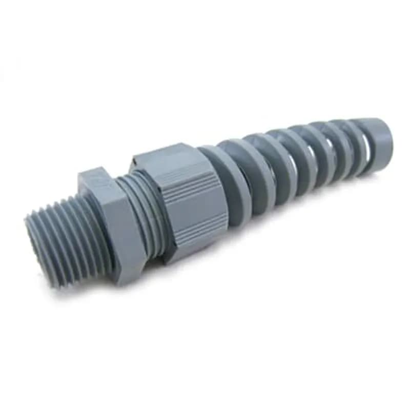 ABB - Installation Products SP-NPT34-G - Spiral Cable/Cord Fitting with Intergral Strain-Relief, Trade Size 3/4 Inch, Cable Range 0.512 to 0.709 Inch, IP68 Rating, Polyamide 6 Body and Cap, Neoprene Sealing Ring, Grey