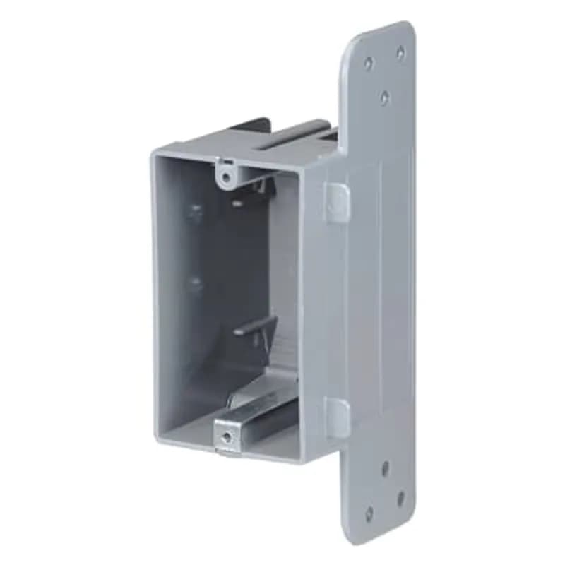 ABB - Installation Products WSW-US - One-Gang Device Box, Volume 18 Cubic Inches, Length 3-3/4 Inches, Width 2-1/4 Inches, Depth 2-1/4 Inches, Color Gray, Material Non-Metallic, Cable Entries 4. Fire resistance rating: 2 hours.