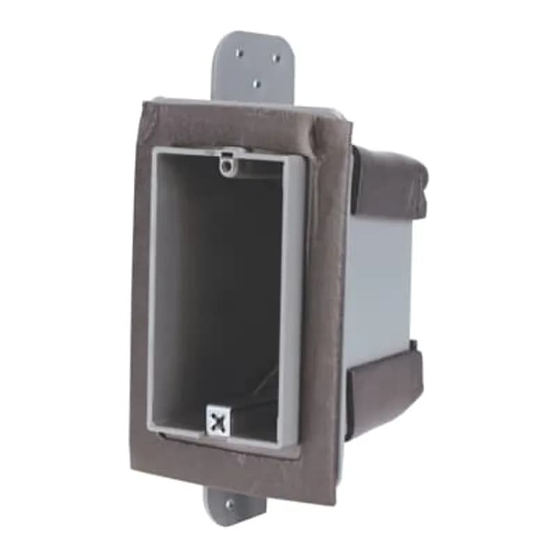ABB - Installation Products F-WSW-US - One-Gang Airtight Device Box, Volume 18 Cubic Inches, Length 3-3/4 Inches, Width 2-1/4 Inches, Depth 2-3/4 Inches, Color Gray, Material Non-Metallic, Cable Entries 4. Fire resistance rating: 2 hours.