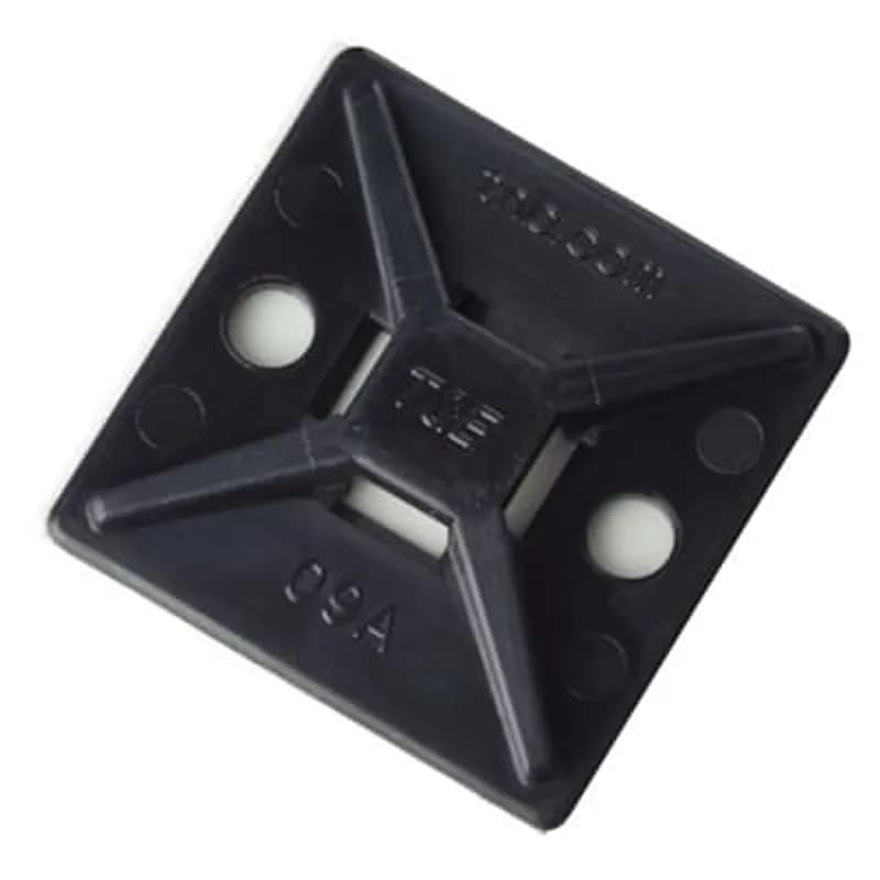 ABB - Installation Products MPNY-1000A-0-C - Cable Tie Mounting Base, Heat Stabilized Black Nylon 6.6 for Temperatures up to 70 Degrees Celsius (158 F), Length of 28.58mm (1.125 Inches), Width of 28.58mm (1.125 Inches), Height of 5.08mm (0.20 Inches), Acrylic Adhesive Method, 100 Pack