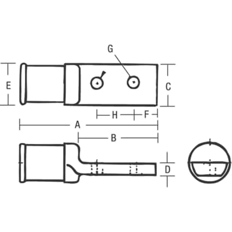 T&B Method Traction Motor Disconnect Lug for Diesel-Electric Locomotives, Cable Size 550/24, Bolt Hole 5/16 Inch on 7/8 Inch Centers, Die Code 76