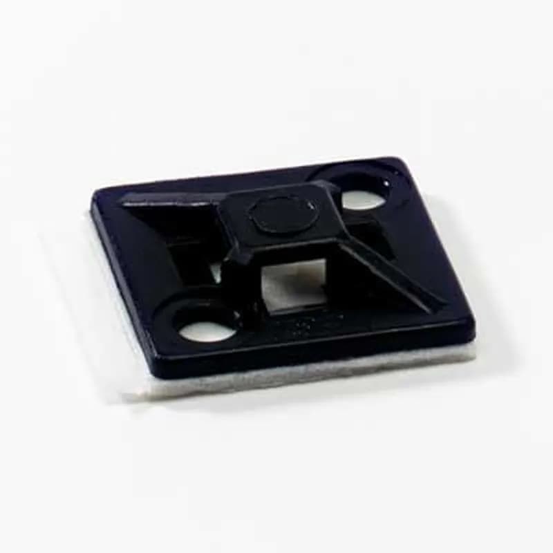 Four-Way Adhesive Mounting Base, Black Nylon 6.6 for Temperatures up to 65 Degrees Celsius (149 F), Weather and UV Resistant, Length of 28.6mm (1.13 Inches), Width of 28.6mm (1.13 Inches), Height of 5.7mm (0.22 Inches), Self-Adhesive Mounting Method