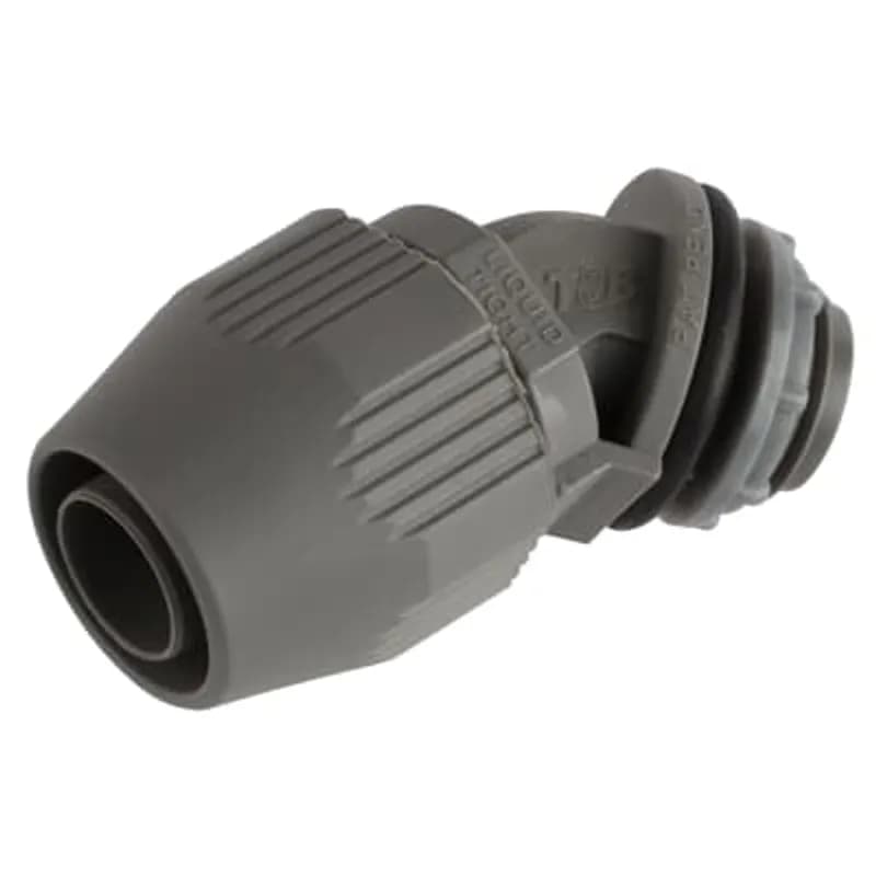 ABB - Installation Products LT-541 - 1/2 Inch 45 Degree Gray Non-Metallic Liquidtight Connector, for Use with Non-Metallic Conduit