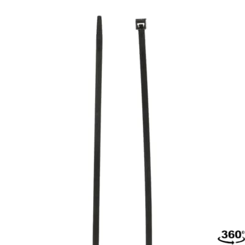 ABB - Installation Products L-11-50-0-C - Cable Tie, Black Polyamide (Nylon 6.6) for Temperatures up to 105 Degrees Celsius (220 F), Weather and Ultraviolet Resistant for Indoor and Outdoor Applications, UL/EN/CSA62275 Type 2/21S Rated for AH-2 Plenum and as a Flexible Cable and Conduit Support, Length of 282mm (11.1 Inches), Width of 4.6mm (0.18 Inches), Thickness of 1.5mm (0.06 Inches), Tensile Strength Rating of 222 Newtons (50 Pounds)