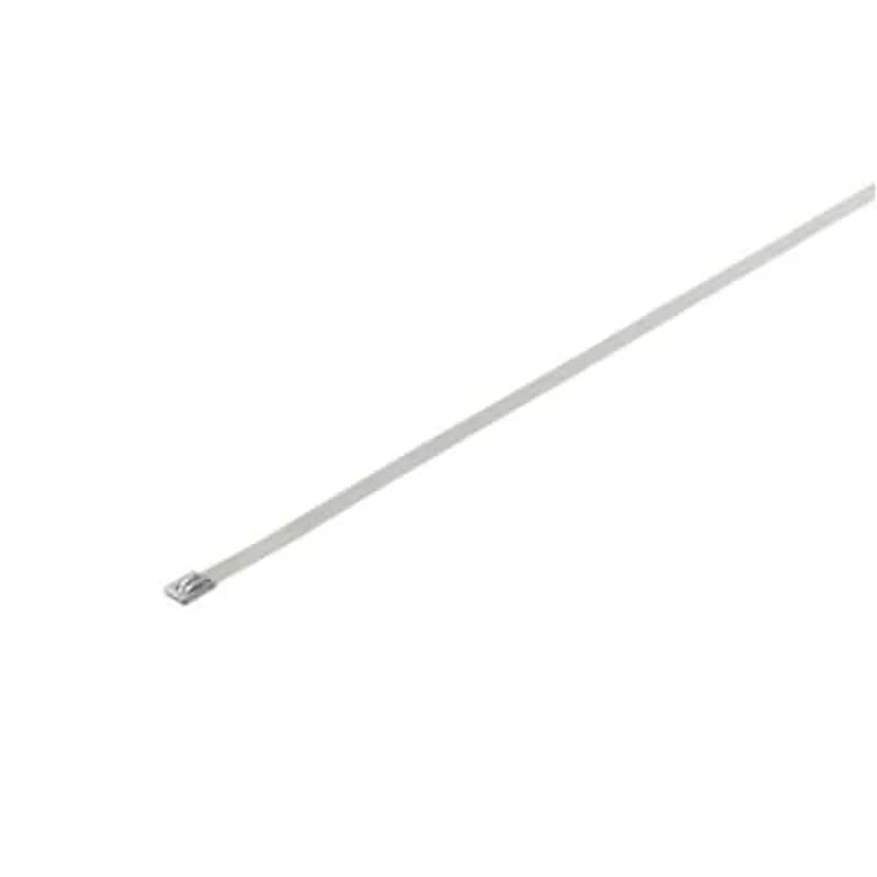 ABB - Installation Products YLS-4.6-150B - Ball-Lock 316 Stainless Steel Cable Tie, Uncoated, for Temperatures up to 300 Degrees Celsius (572 F) for Indoor and Outdoor Applications, Suitable for High Temperature Environments, UL/EN/CSA62275 Type 2S Rated for AH-1 Plenum, Length of 150mm (5.91 Inches), Width of 4.6mm (0.18 Inches), Thickness of 0.26mm (0.01 Inches), Tensile Strength Rating of 440 Newtons (100 pounds)