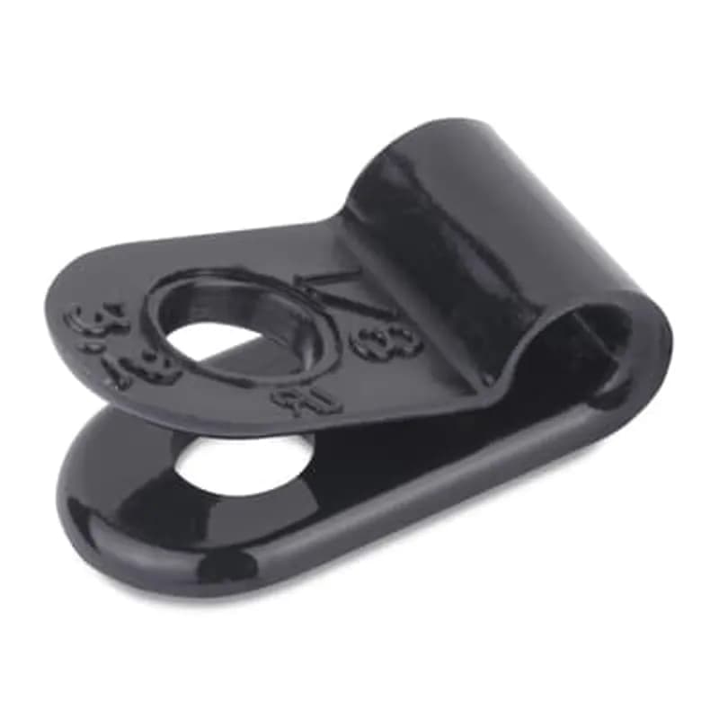 ABB - Installation Products N6NY-004C-0-M - Plain Edge Cable Clamp, Black Nylon 6.6 for Temperatures up to 85 Degrees Celsius (185 F), Width of 12.7mm (0.50 Inches), Thickness of 1.52mm (0.06 Inches), Hole Diameter of 5.16mm (0.203 Inches), #10 Screw Mounting with Closed Diameter of 6.35mm (0.25 Inches), Bulk Pack