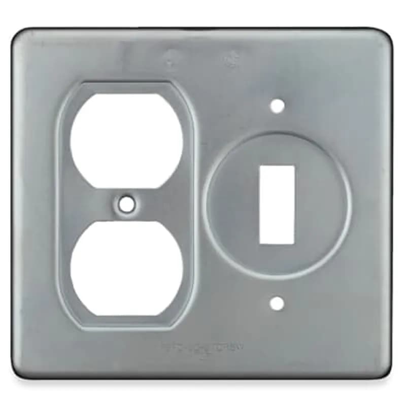 ABB - Installation Products S32232-TB - 2 Gang Device Box Cover, Sheet Steel, 2 Receptacles, 1 Switch