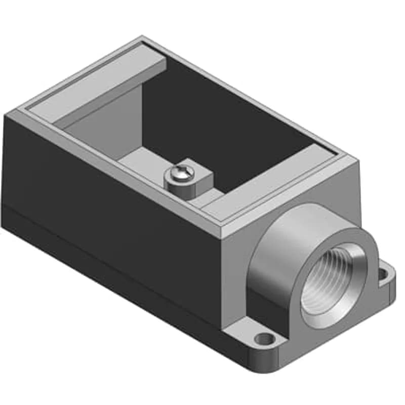 ABB - Installation Products FS3-TB - 1 Inch Shallow 1 Gang Cast Device Box, Gray Iron Zinc Plated, Dead End, Suitable for Wet Locations When Used with Gasketed Covers