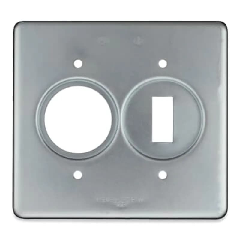 ABB - Installation Products S32212-TB - Two Gang Device Box Cover, Sheet Steel, Single Receptacle Hole Diameter 1.405 Inch, One Switch