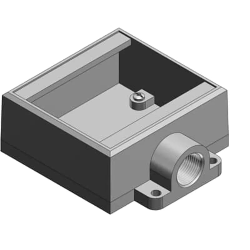 ABB - Installation Products FS12-TB - 1/2 Inch Shallow 2 Gang Cast Device Box, Gray Iron Zinc Plated, Dead End, Suitable for Wet Locations When Used with Gasketed Covers