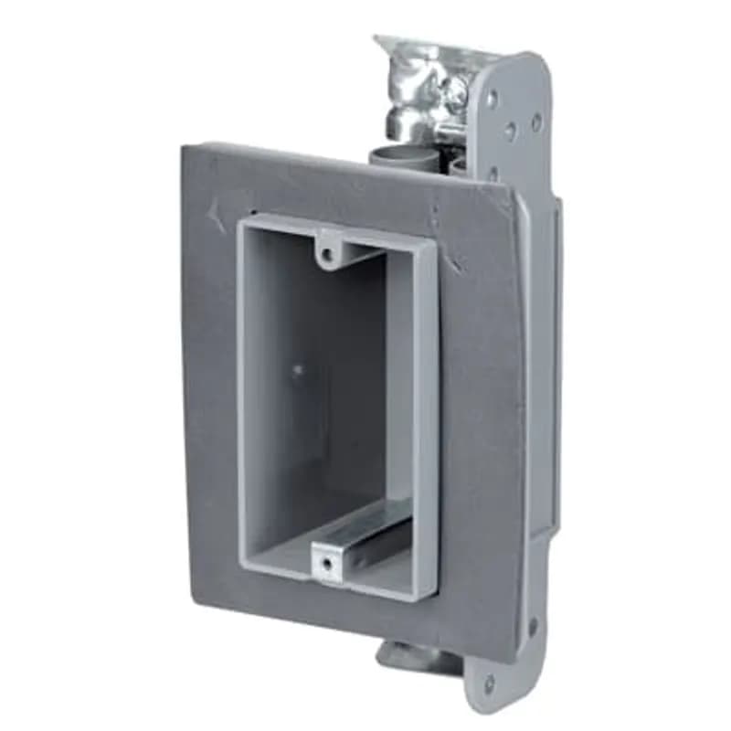 ABB - Installation Products FWSWBX - One-Gang Airtight Device Box, Volume 18 Cubic Inches, Length 3-3/4 Inches, Width 2-1/4 Inches, Depth 2-3/4 Inches, Color Gray, Material Polyphenylene ether and Polystyrene, Cable Entries 4, Use with ACAC90 Armored Cable