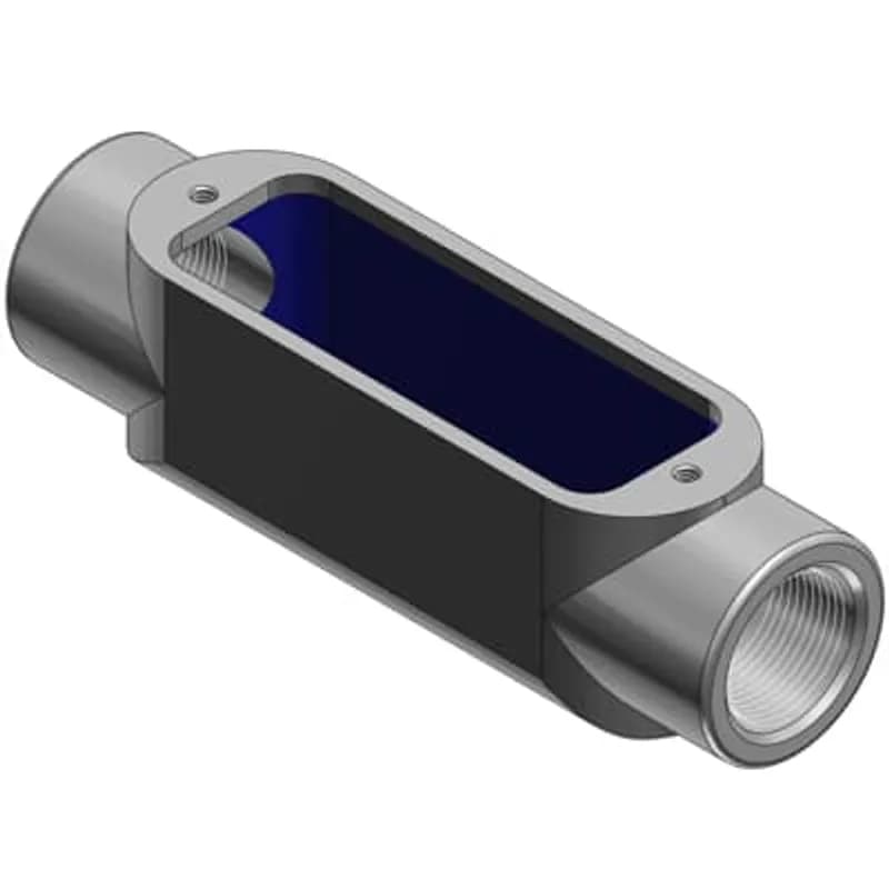ABB - Installation Products C38 - BlueKote Thru-Feed Form 8 1 Inch Conduit Body, Body Material Gray Iron with Zinc Plating and Baked On Epoxy Powder Coat with BlueKote Internal Coating for Use with Rigid/IMC Conduit