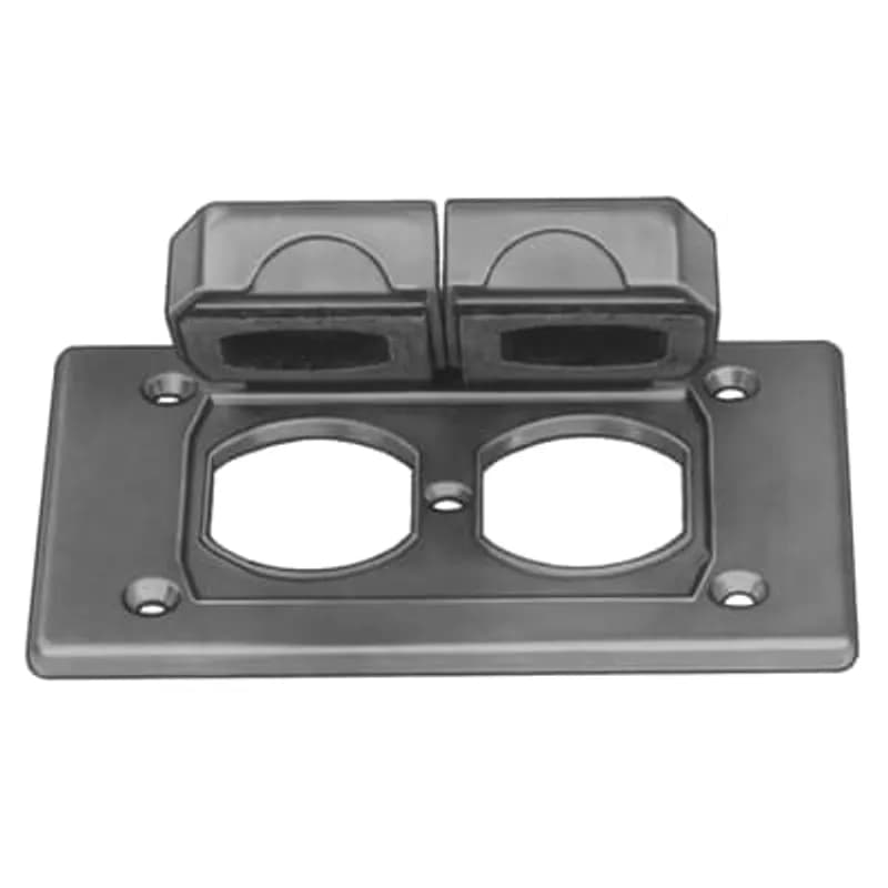 ABB - Installation Products CWPDR-FS - 1 Gang Device Box Cover, Die Cast Aluminum, Duplex Receptacle Cover with 2 Spring Doors Horizontal, Box Mount, Raintight When Used with Appropriate Box, Gasket and Screws Included with Cover