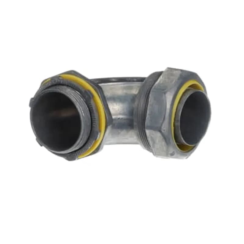 ABB - Installation Products CI6712 - Fitting, 90 Degree Liquidtight, Trade Size 1-1/2 Inch, Knockout Size 1-1/2 Inch, Length 5.04 Inches, Width 4.21 Inches, Thread Length 0.71 Inch, Zinc Alloy