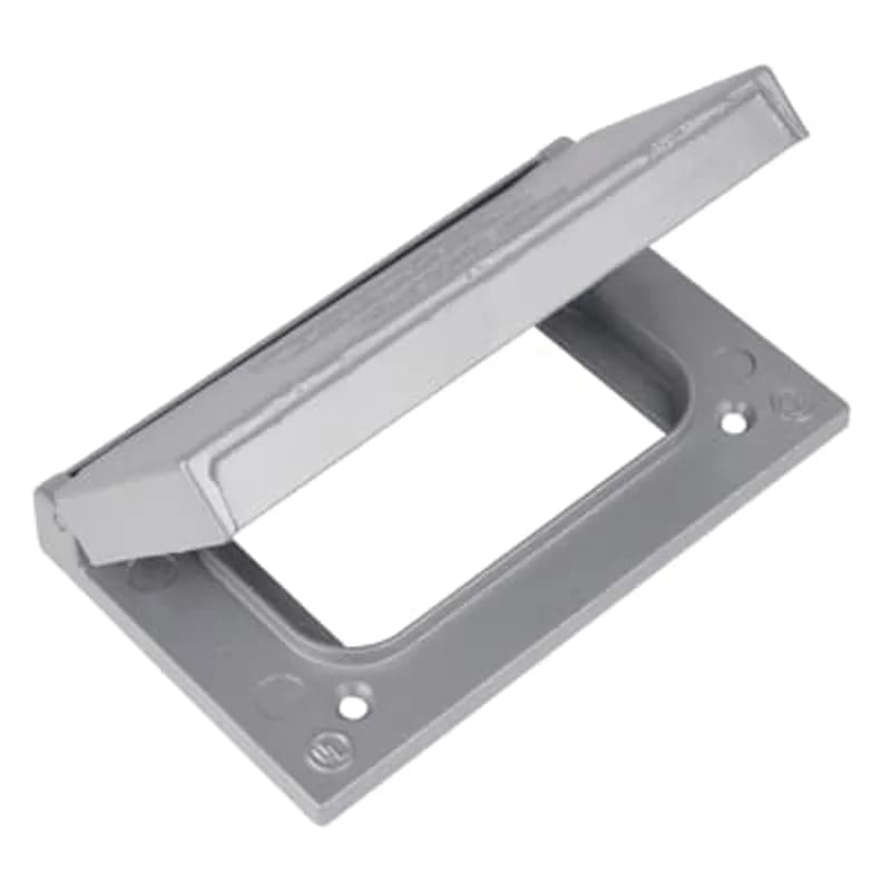 ABB - Installation Products CFSH-G - 1 Gang Device Box Cover, Die Cast Aluminum, GFCI Receptacle Horizontal, Box Mount, Raintight When Used with Appropriate Box, Gasket and Screws Included with Cover