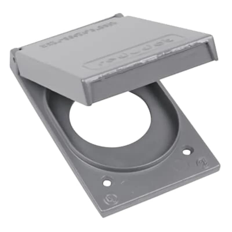 ABB - Installation Products CFSR-L - 1 Gang Device Box Cover, Die Cast Aluminum, Single Receptacle Vertical, Box Mount, Nominal Size 1-9/16 Inch, Maximum Device Face Diameter 1.600 Inch, Gasket and Screws Included with Cover