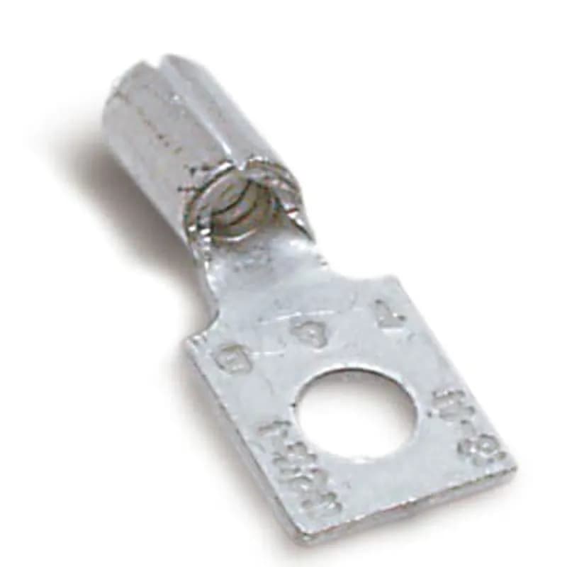 Non-Insualted Rectangular Ring Terminal, Length .87 Inches, Width .237 Inches, Bolt Hole #4, Wire Range #22-#18 AWG, Copper, Tin Plated