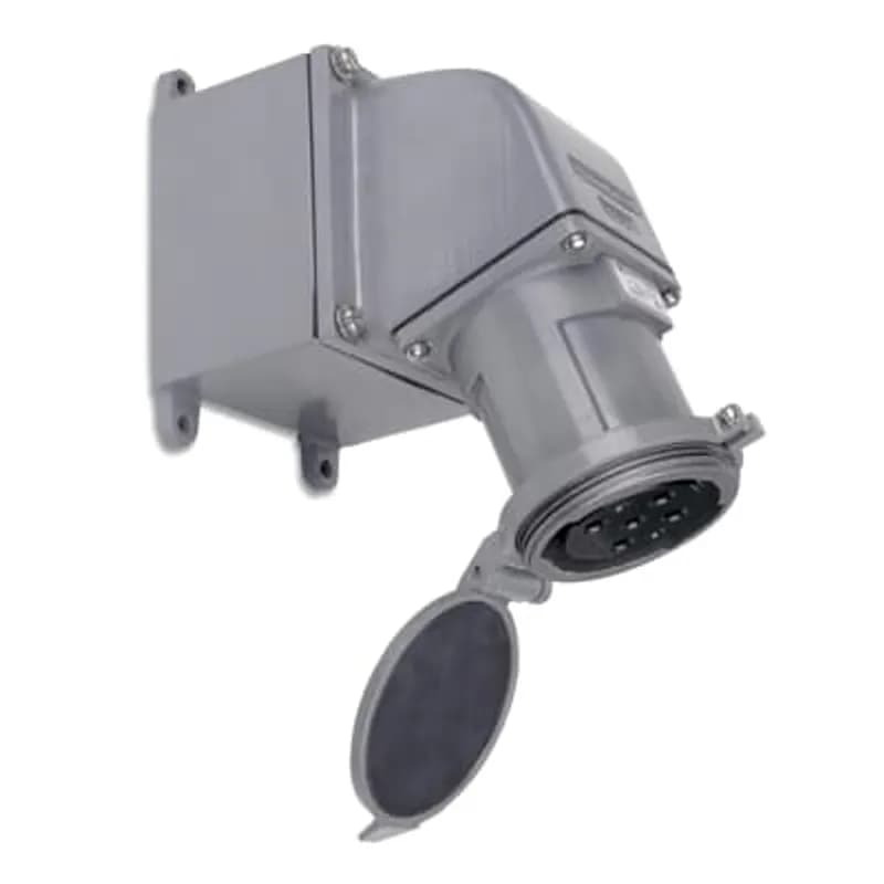 MaxGard Female Receptacle with Angle Adapter and Junction Box, 100 Amp, 2 Pole 3 Wire, 250V, 60Hz