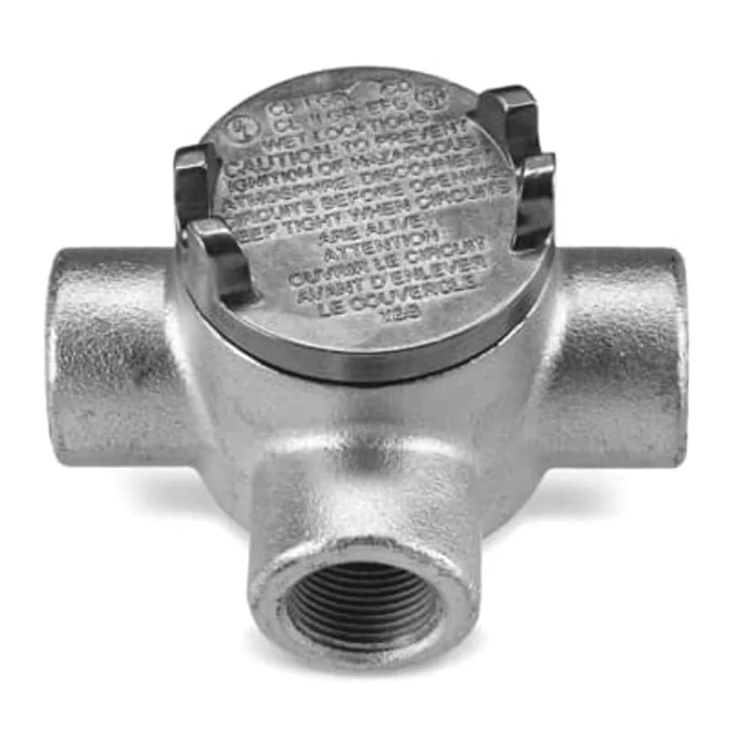 ABB - Installation Products GUAT26-TB - 3/4 Inch GUAT Hazardous Location Conduit Outlet Box, Box Ductile Iron Zinc Plated, Cover Die Cast Aluminum, 13.3 Cubic Inch