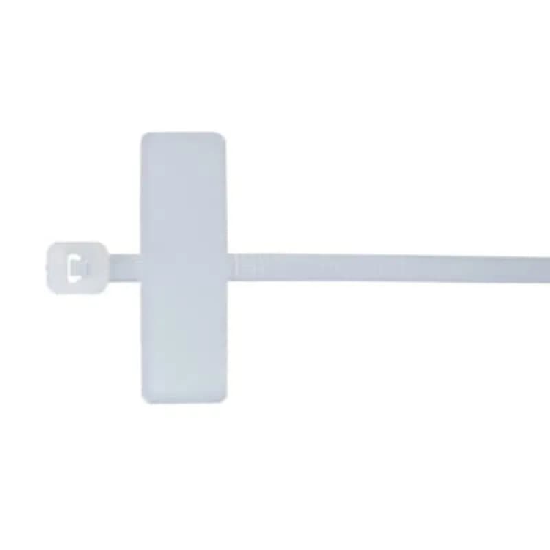 ABB - Installation Products L-4-18ID-9-C - Miniature Identification Cable Tie, Natural Polyamide (Nylon 6.6) for Temperatures up to 85 Degrees Celsius (185 F) for Indoor Applications, Length of 93.11mm (3.666 Inches), Width of 2.54mm (0.10 Inches), Thickness of 1.09mm (0.043 Inches), Tensile Strength Rating of 80 Newtons (18 Pounds), Marking Pad Size of 24.71mm (0.973 Inches) x 4.415mm (0.174 Inches)
