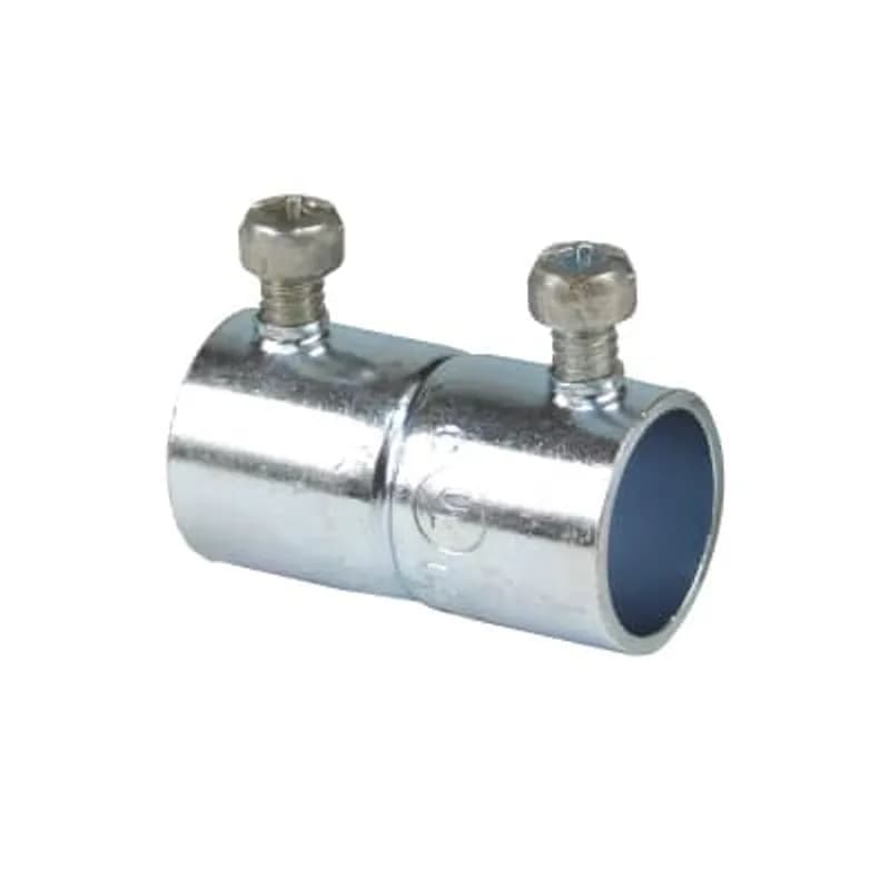 Set Screw Coupling, Concrete Tight, Conduit Size 3-1/2 Inches, Length 4.687 Inches, Material Zinc Plated Steel, For use with EMT Conduit