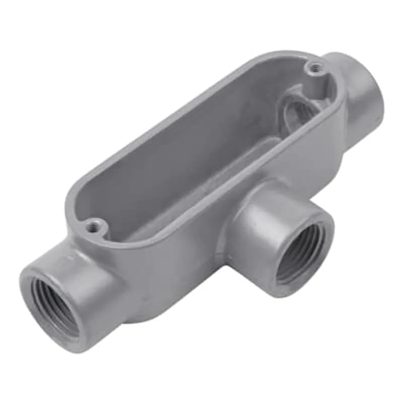ABB - Installation Products AT-1 - 1/2 inch Threaded Die Cast Aluminum Conduit Body, T-Style. For Use with Rigid/IMC Conduit.