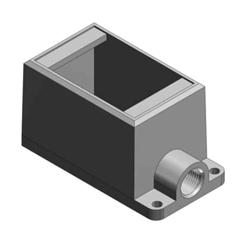 ABB - Installation Products FD1-TB - 1/2 Inch Deep 1 Gang Cast Device Box, Gray Iron Zinc Plated, Dead End, Suitable for Wet Locations When Used with Gasketed Covers