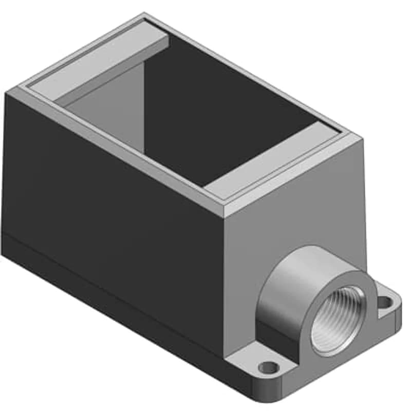 ABB - Installation Products FD2-TB - 3/4 Inch Deep 1 Gang Cast Device Box, Gray Iron Zinc Plated, Dead End, Suitable for Wet Locations When Used with Gasketed Covers