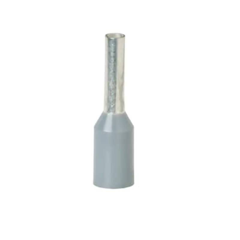 Polypropylene-Insulated Old DIN Ferrule, Total Length .571 Inches/14.5mm, Pin Length .315 Inches/8mm, Pin Diameter .091 Inches/2.3mm, Base Diameter .165 Inches/4.2mm, Wire Range #14 AWG/2.50mm2, Color Gray, Copper, Tin Plated