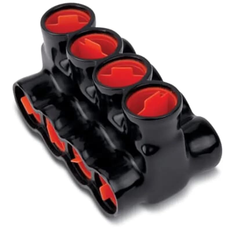 ABB - Installation Products AMTD50064 - AMT Aluminum Multi-Tap Both Sides Connector, 4-Port, PVC Insulated, Wire Range 500MCM-6 Str