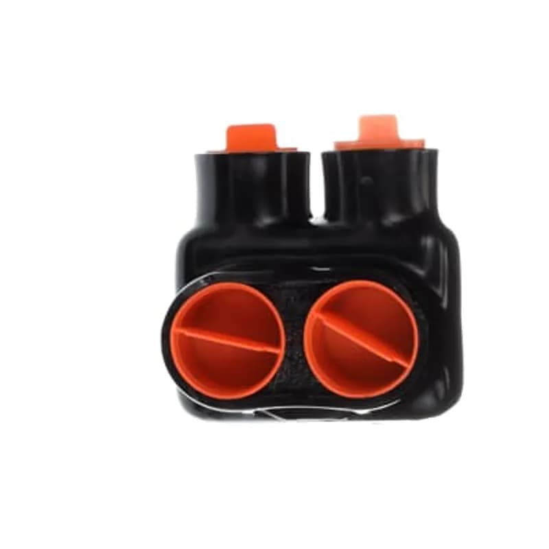 ABB - Installation Products AMT500 - AMT Aluminum Multi-Tap Same Side Connector, 2-Port, Black PVC Insulated, Wire Range 500 kcmil-6 Str, Length 2.71 Inches, Width 2.38 Inches, Height 2.75 Inches, Hex Size 3/8 Inch