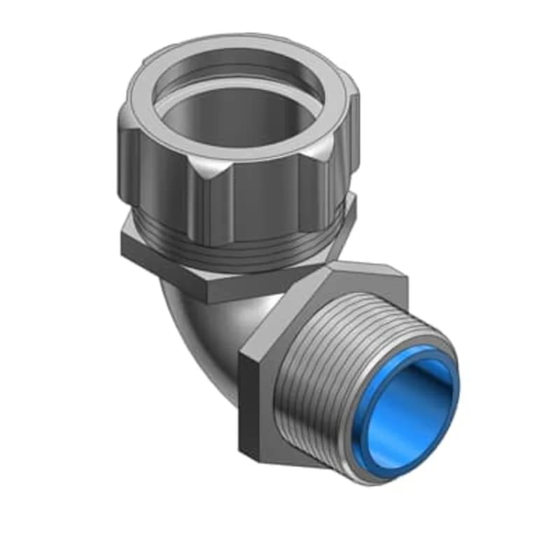 ABB - Installation Products 9353-TB - 3/4 Inch 90 Degree Steel Insulated Liquidtight Connector With ISO Metric Thread and Chromate Finish, Thread Size 25