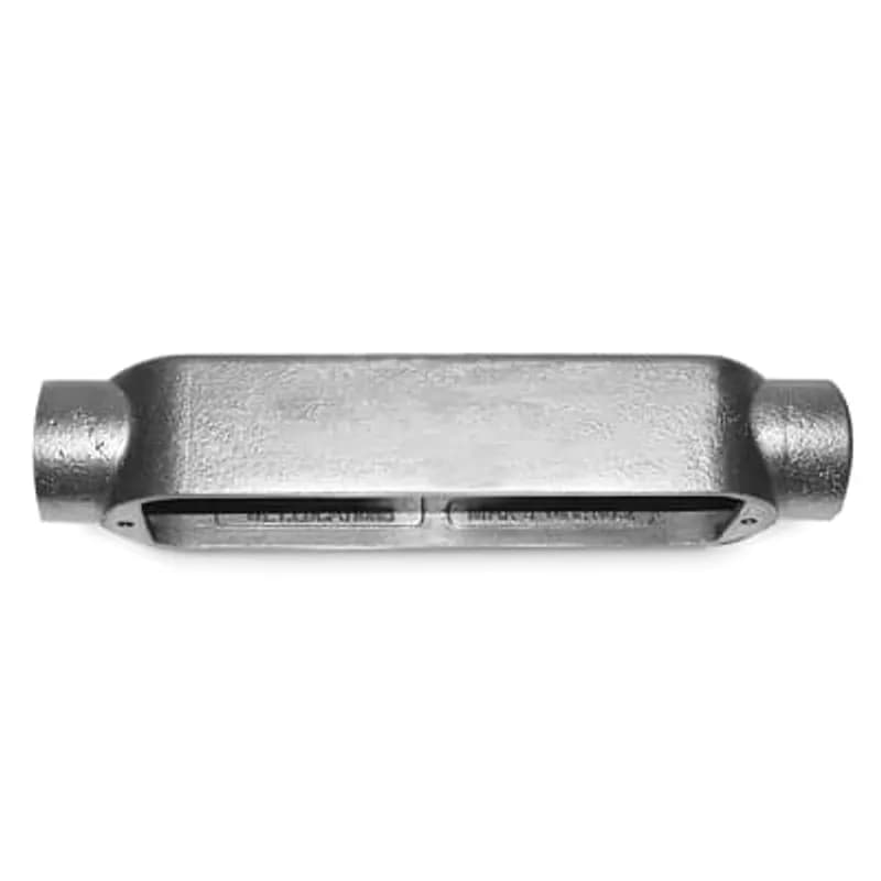 4 Inch Mogul Conduit Outlet Body, Cover and Gasket, Thru-Feed, Body Material Gray Iron, Finish Electro Galvanized, Cover Material Gray Iron with Stainless Steel Cover Screws, Gasket Material Neoprene