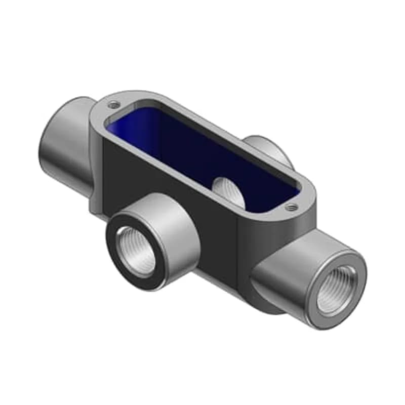 ABB - Installation Products X18 - BlueKote Form 8, (X) 1/2 Inch Conduit Body, Body Material Gray Iron with Zinc Plating and Baked on Epoxy Powder Coat with BlueKote Internal Coating for Use with Rigid/IMC Conduit
