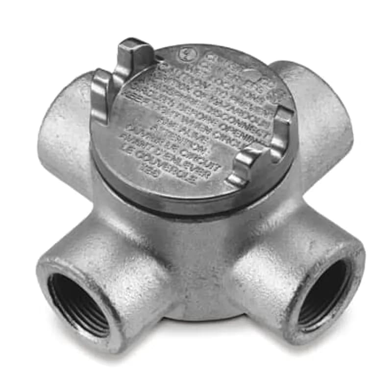 ABB - Installation Products GUAX69-TB - 2 Inch GUAX Hazardous Location Conduit Outlet Box, Box Ductile Iron Zinc Plated, Cover Die Cast Aluminum, 77.8 Cubic Inch
