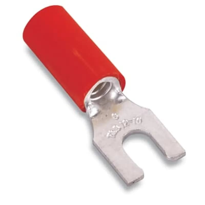 ABB - Installation Products KV18-6LF-M - Insulated Vinyl Locking Fork Terminal for Wire Range 22-16 Stud Size #6, Red, Package of 1000
