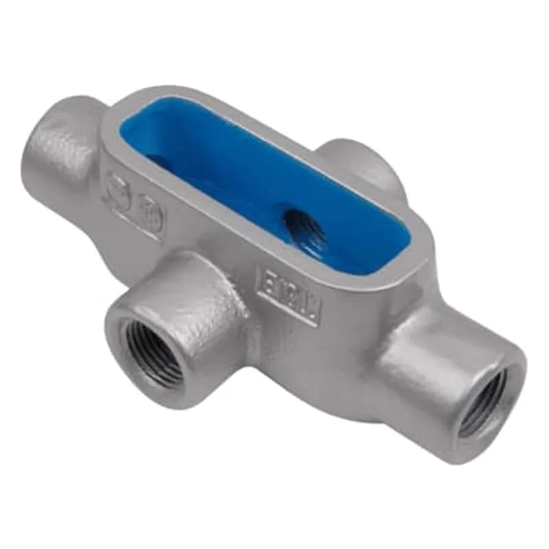 ABB - Installation Products X57 - BlueKote Form 7, (X) 1-1/2 Inch Conduit Body, Body Material Gray Iron with Zinc Plating and Baked on Epoxy Powder Coat with BlueKote Internal Coating for Use with Rigid/IMC Conduit