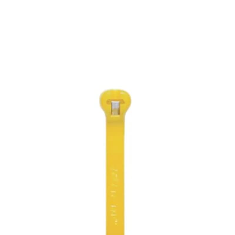 High Performance Cable Tie for Indoor applications, Yellow Color Nylon 6.6, Length of 186mm (7.3 Inches) for Bundle Diameter up to 48mm (1.89 Inches), Width of 4.9mm (0.19 Inches), Tensile Strength Rating of 222 Newtons (50 Pounds), Operating Temperature of -60 Degrees Celsius (-76 F) to 85 Degrees Celsius (185 F), UL/EN/CSA62275 Type 2/21S Rated for AH-2 Plenum and as a Flexible Cable and Conduit Support, Military Specified (MIL-SPEC MS3367-1-4), Bulk Pack