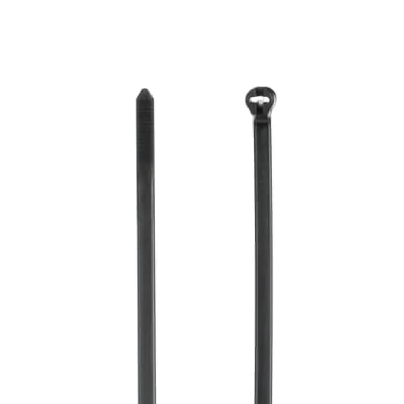 Cable Tie, Black Polypropylene for Temperatures up to 85 Degrees Celsius (185 F), Weather and Ultraviolet Resistant for Indoor and Outdoor Applications, UL/EN/CSA62275 Type 2/21S Rated for AH-2 Plenum and as a Flexible Cable and Conduit Support, Length of 360mm (14.2 Inches), Width of 4.8mm (0.19 Inches), Thickness of 1.3mm (0.05 Inches), Tensile Strength Rating of 180 Newtons (40 Pounds)