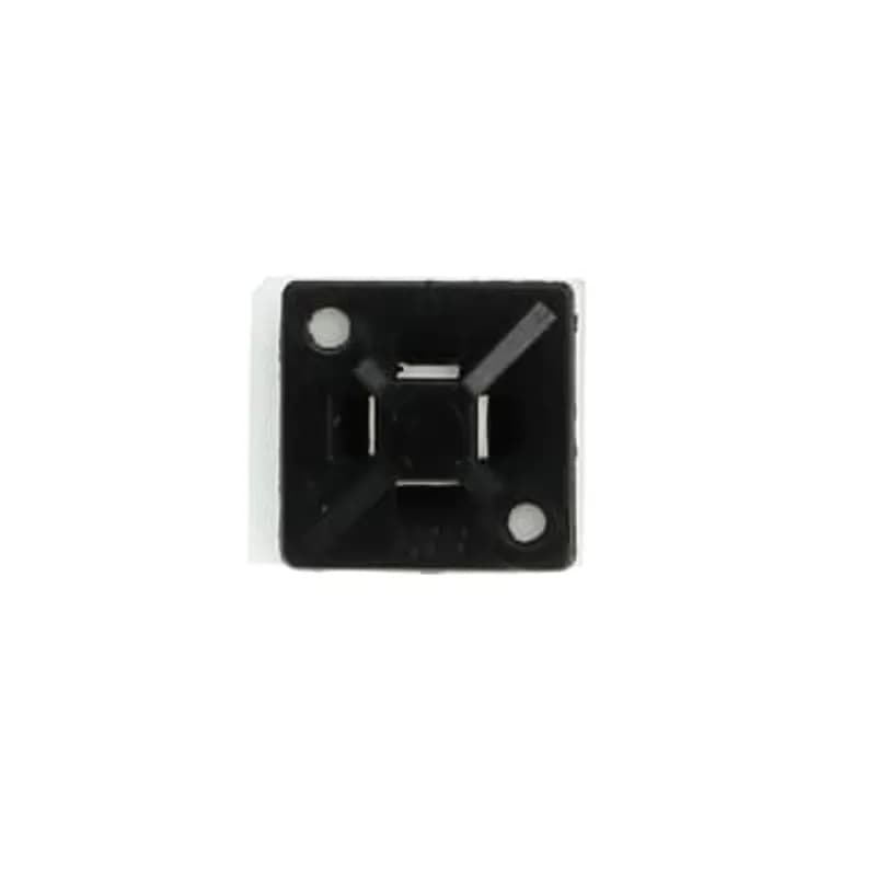 Four-Way Adhesive Mounting Base, Black Nylon 6.6 for Temperatures up to 65 Degrees Celsius (149 F), Weather and UV Resistant, Length of 19mm (0.75 Inches), Width of 19mm (0.75 Inches), Height of 4.9mm (0.19 Inches), Self-Adhesive Mounting Method, 100 Pack