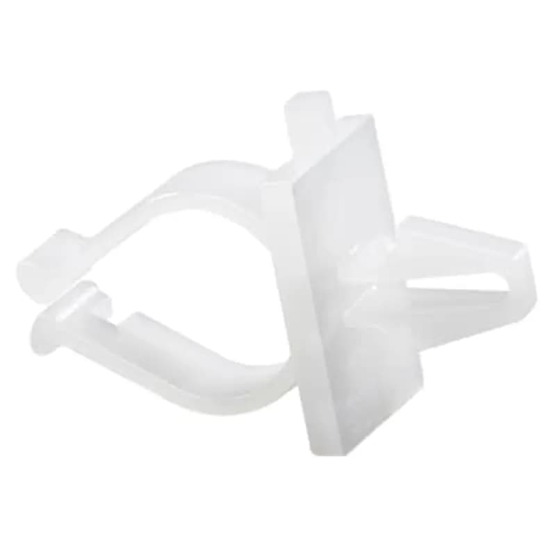 Mechanical-Locking Routing Clamp, Natural Nylon 6.6 for Temperatures up to 85 Celsius (185 F), Length of 19.1mm (0.75 Inches), Width of 12.7mm (0.50 Inches), Height of 22.6mm (0.89 Inches), Mounting Hole Size of 6.35mm (0.25 Inches), Clip or Glue Mounting Method