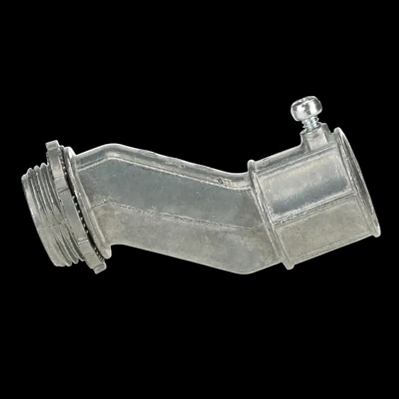 Connector, Offset Set-Screw, Conduit Size 3/4 Inch, Offset 3/4 Inch, Length 2.98 Inches, Width 1.16 Inch, Die Cast Zinc, Sold by Each