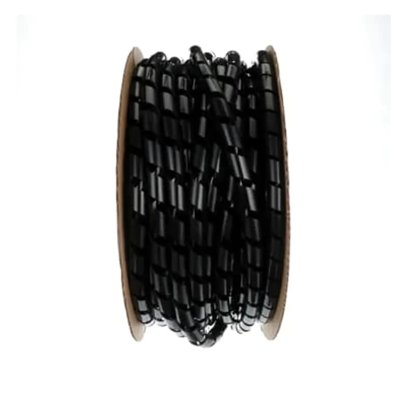 Spiral Wrap, Black Polyethylene for Temperatures up to 50 Degrees Celsius (122 F), Weather and Ultraviolet Resistant, Outside Diameter of 25.4mm (1.0 Inches), Pitch of 28.19mm (1.11 Inches), Nominal Wall Thickness of 1.78mm (0.07 Inches), 30.48m Reel (100 Feet)