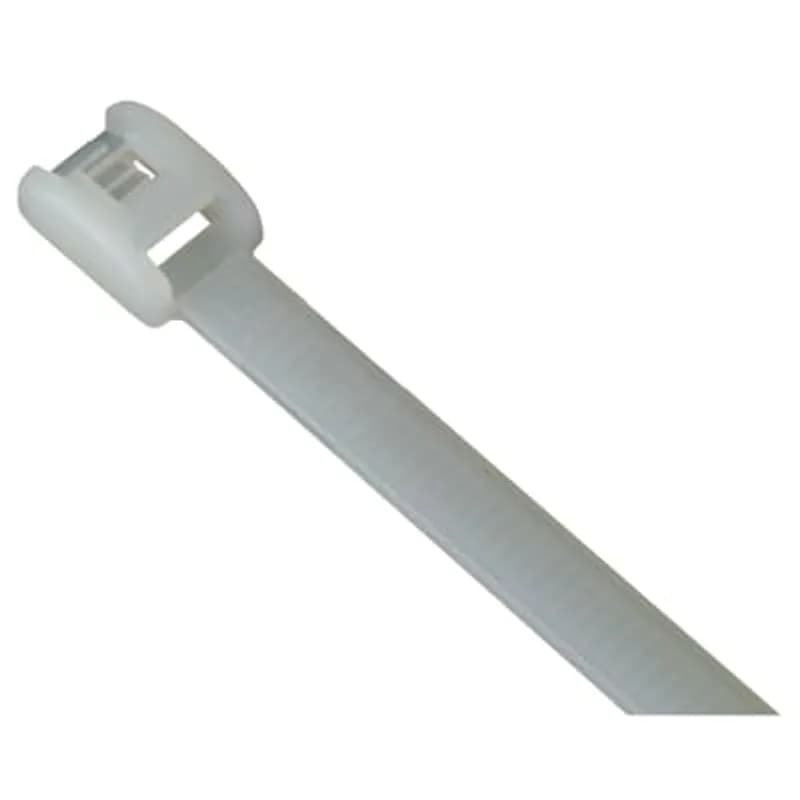 ABB - Installation Products SF200-18-100 - Low Profile In-Line Cable Tie, Natural Polyamide (Nylon 6.6) for Temperatures up to 85 Degrees Celsius (185 F), Length of 205.74mm (8.1 Inches), Width of 2.41mm (0.095 Inches), Thickness of 1.09mm (0.043 inches), Tensile Strength Rating of 80 Newtons (18 pounds), 100 Pack