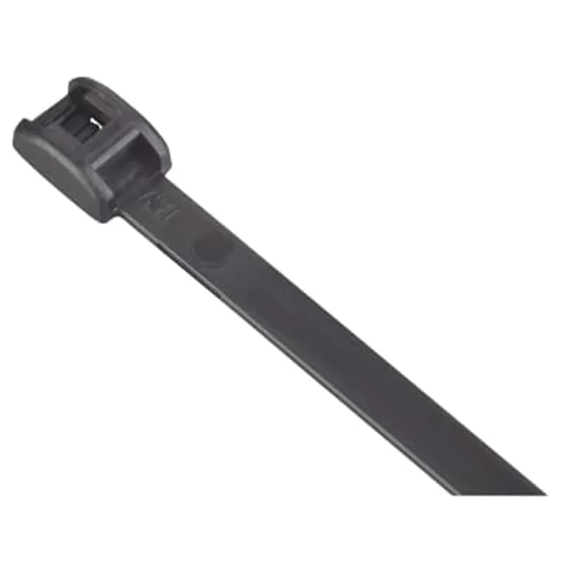 ABB - Installation Products SF100-18X - Low Profile In-Line Cable Tie, Black Polyamide (Nylon 6.6) for Temperatures up to 105 Degrees Celsius (220 F), Weather and Ultraviolet Resistant, Length of 118.11mm (4.65 Inches), Width of 2.41mm (0.095 Inches), Thickness of 1.09mm (0.043 inches), Tensile Strength Rating of 80 Newtons (18 Pounds), Bundle Diameter 3.2mm (0.126 Inches) to 25.4mm (1.0 Inch), Bulk Quantity