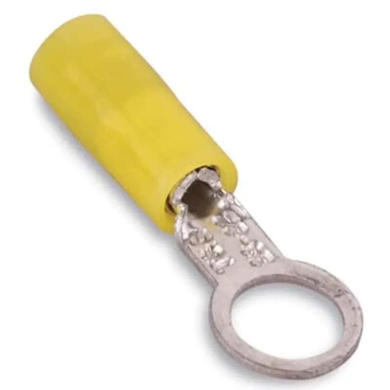 ABB - Installation Products RZ22-10 - Nylon Insulated Ring Terminal, Length .75 Inches, Width .25 Inches, Maximum Insulation .083, Bolt Hole #10, Wire Range #26-#22 AWG, Color Yellow, Copper, Tin Plated