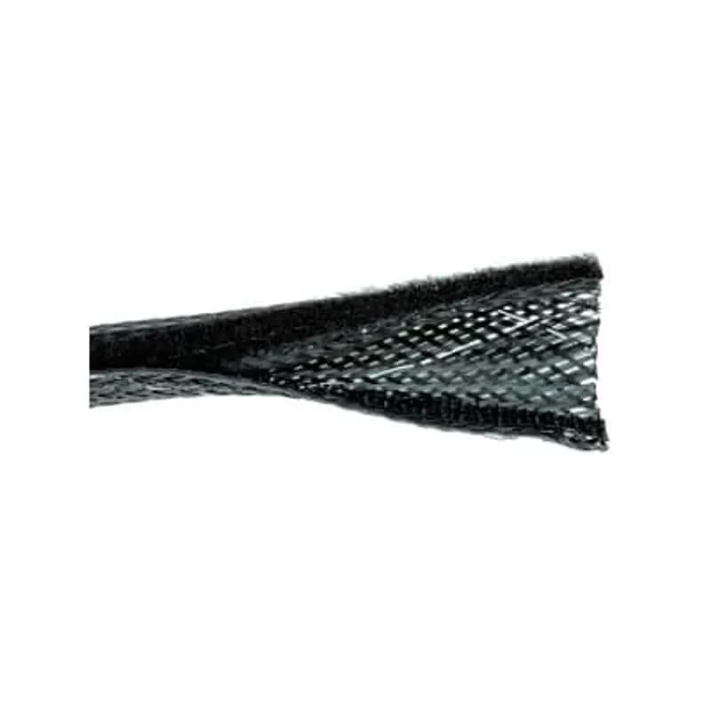 Flame-Retardant Hook and Loop Wraparound Sleeving, Black with White Tracer, Nominal I.D. of 31.75mm (1.25 Inches), Nominal Diameter Range of 19.05mm (0.75 Inch) to 44.45mm (31.75 Inches), 15.24m (50 Foot) Mini Spool